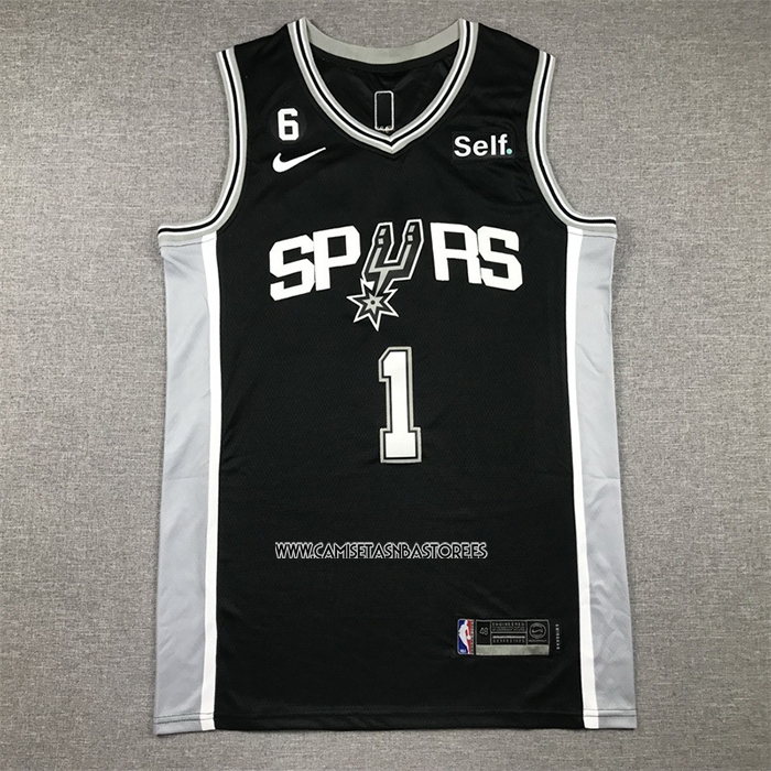 Victor Wembanyama NO 1 Camiseta San Antonio Spurs Icon 2022-23 Negro